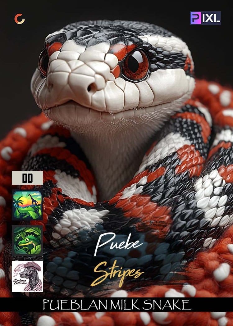 Stylized Pueblan Milk Snake trading card from the Barkman Collection