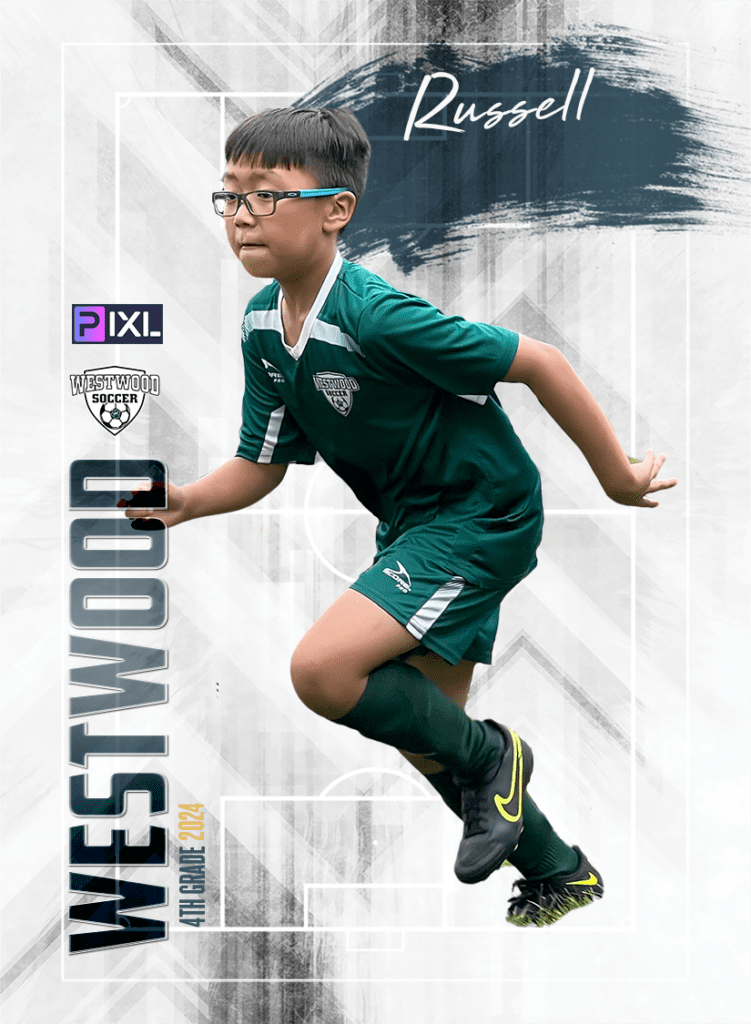 Custom soccer trading card for Westwood Youth Soccer, Fall 2024, featuring a personalized design for team members.