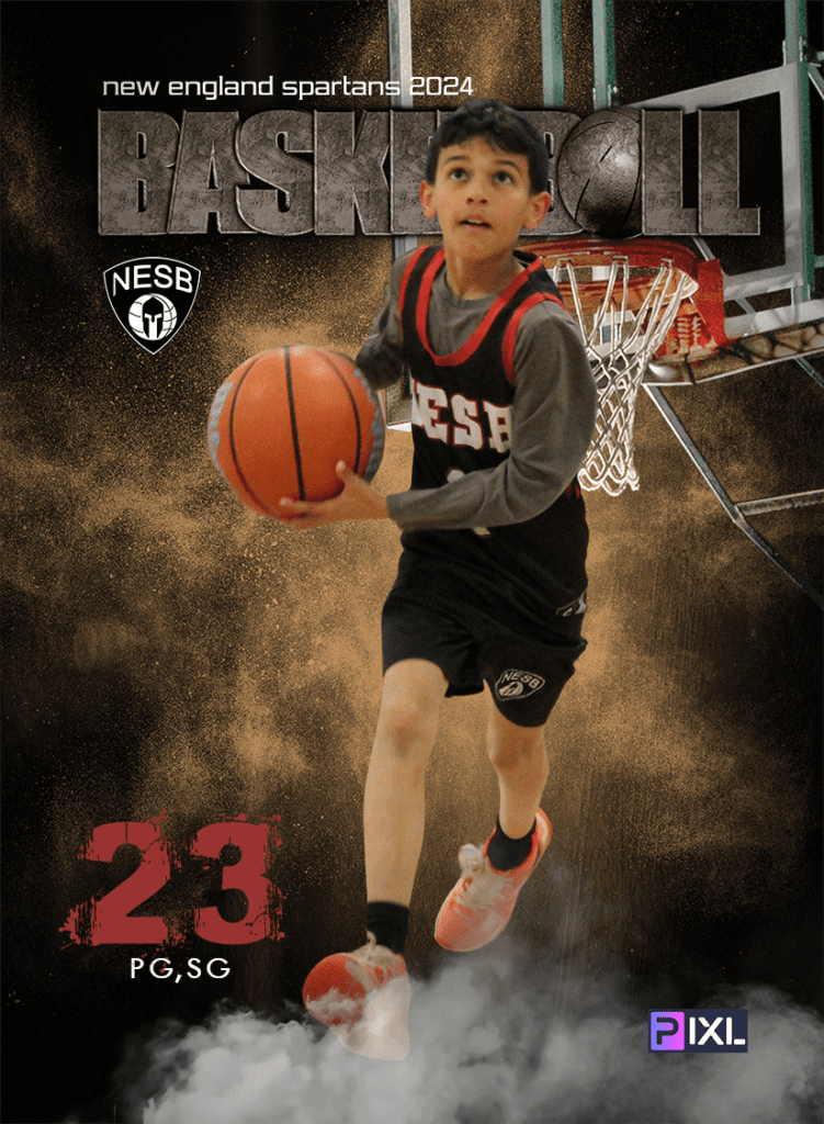 Custom basketball trading card for NESB, featuring a personalized design for team members.